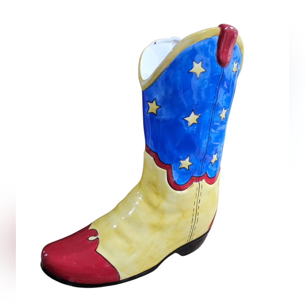 Anne Ormsby COWBOY Boot DECOR VASE Seeing Stars Ceramic